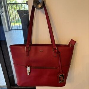 Red tote style Ralph Lauren bag